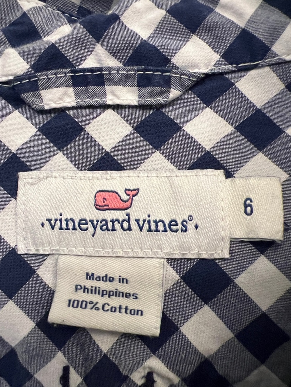 Vineyard Vines Navy and White Gingham Button-Down - Picture 2 of 7